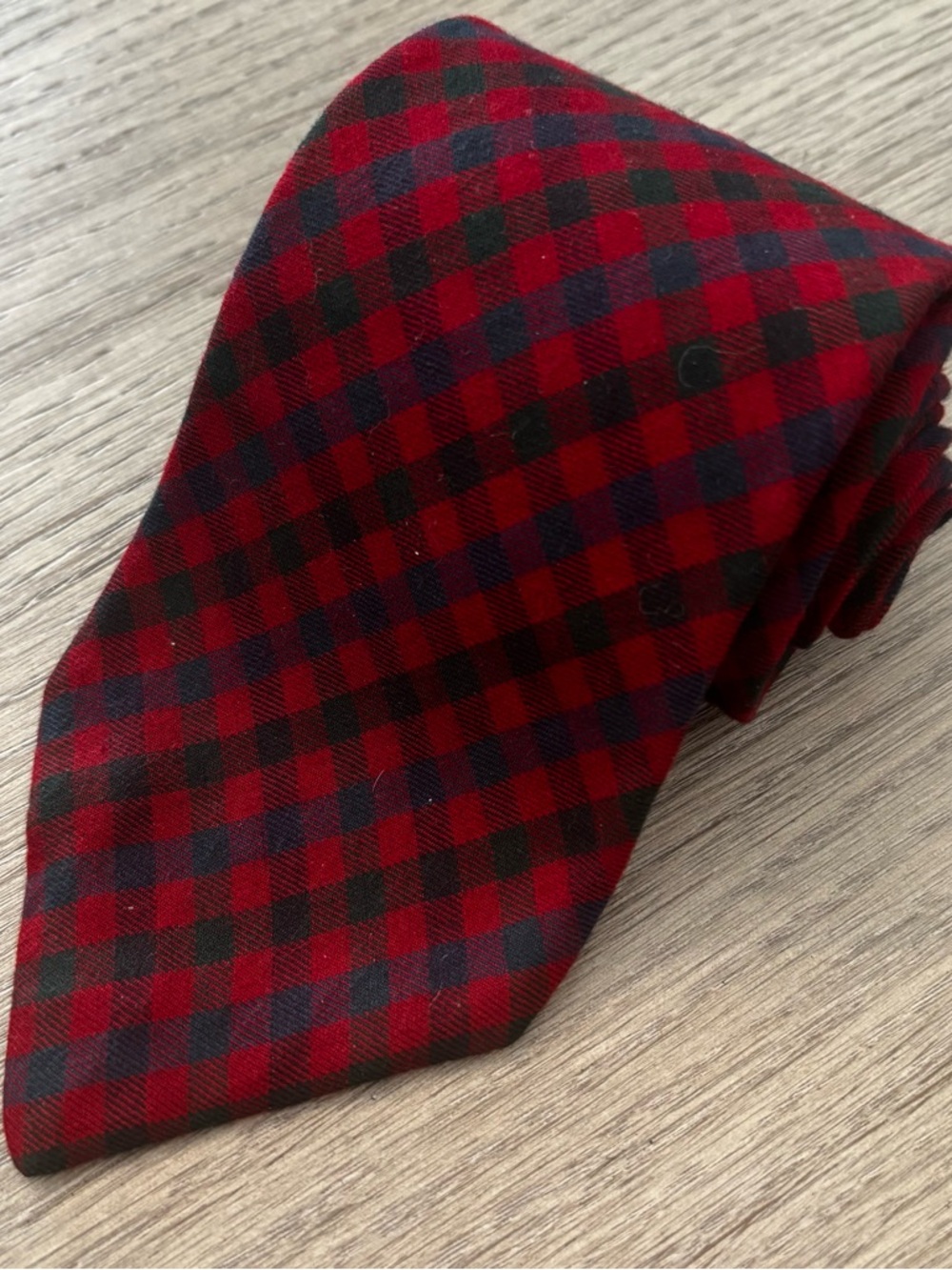 GAP Men’s Tie Vintage Gingham Check Red Blue Green Wool Blend 58” X 3.5” Necktie